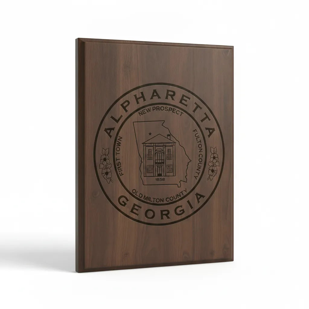 City of Alpharetta GA Seal Logo SVG

Georgia Municipal Seal Engraving File

Alpharetta Historic Building Vector

City Hall Plaque Sign CNC File

Alpharetta Georgia Crest for Lasers
