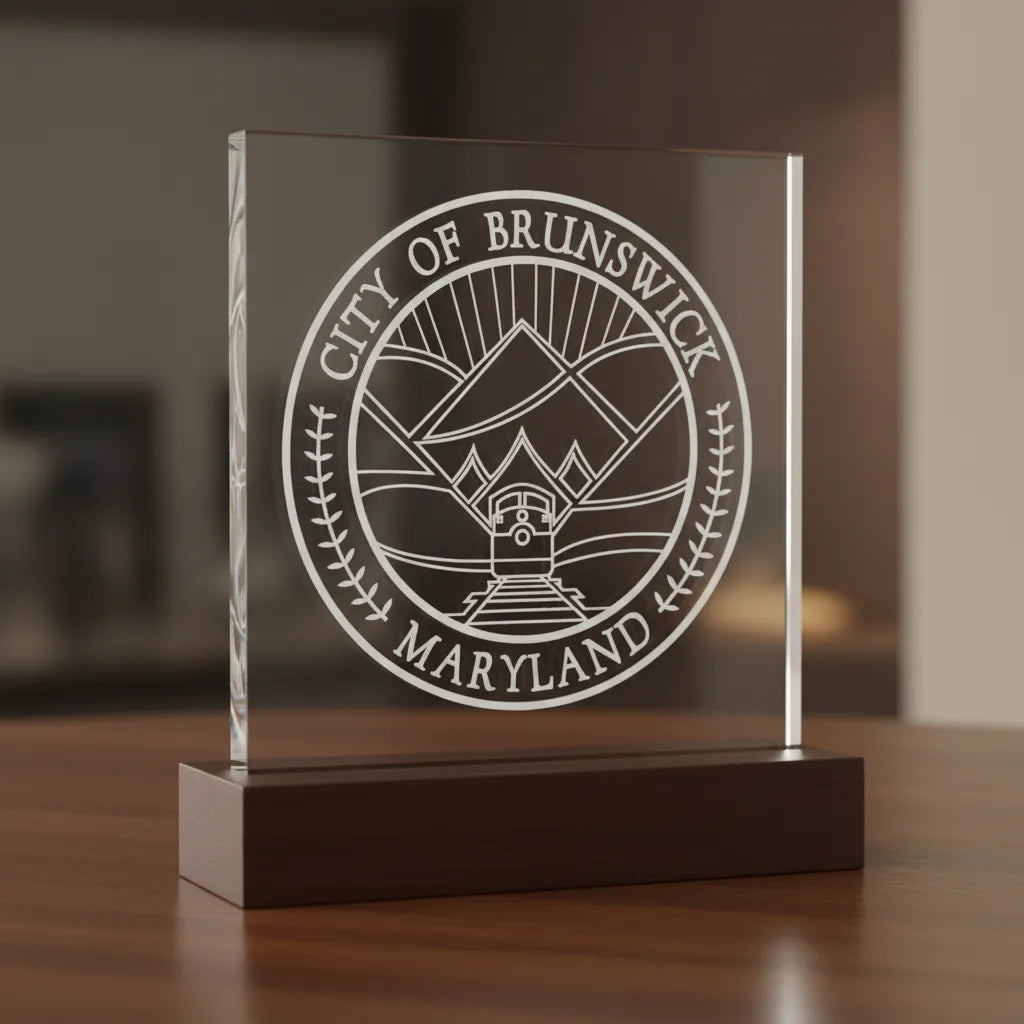 City of Brunswick Maryland Seal SVG

Railroad Town Municipal Vector Design

Locomotive and Mountains Engraving File

Brunswick City Sign CNC File

City Seal Vector for Laser Cutting