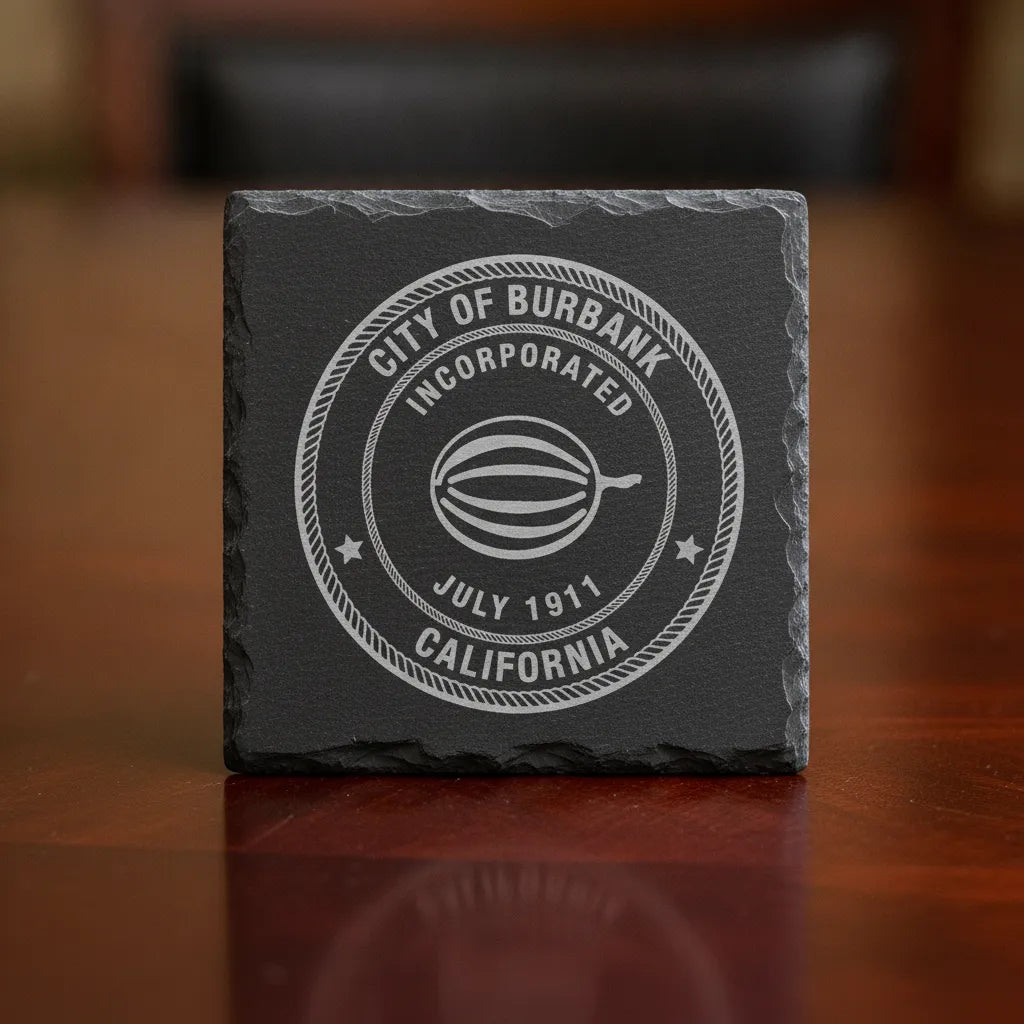 City of Burbank CA Seal Logo SVG

California Municipal Seal Engraving File

Burbank Cantaloupe Melon Vector

Rope Border City Plaque Sign CNC File

City of Burbank California Crest for Lasers