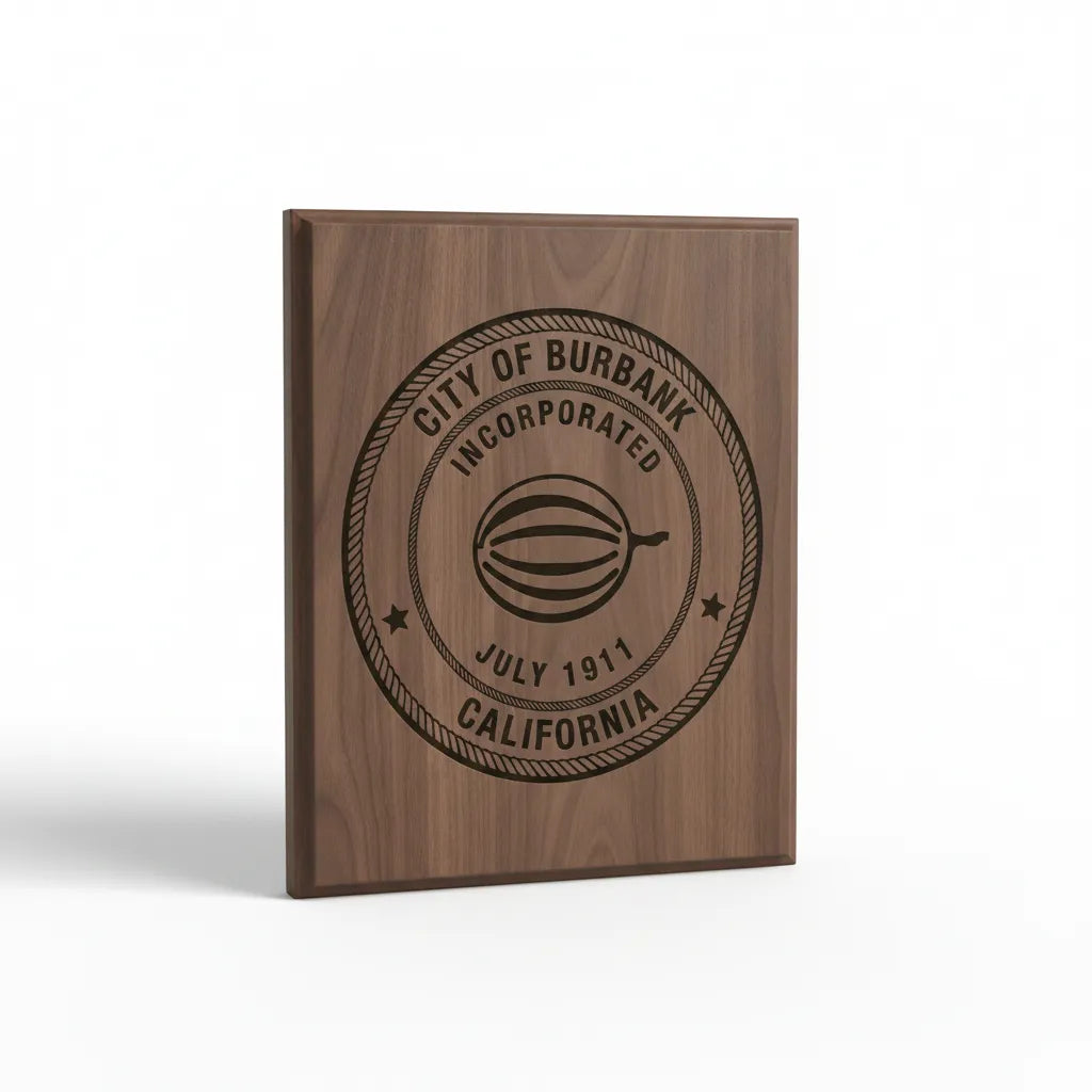 City of Burbank CA Seal Logo SVG

California Municipal Seal Engraving File

Burbank Cantaloupe Melon Vector

Rope Border City Plaque Sign CNC File

City of Burbank California Crest for Lasers