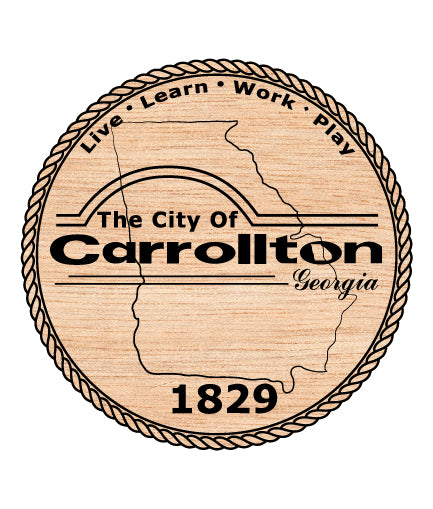 City of Carrollton Georgia Seal SVG

Georgia Municipal Vector Design

Carrollton State Outline Engraving File

City Government Sign CNC File

Rope Border City Seal Vector for Laser Cutting
