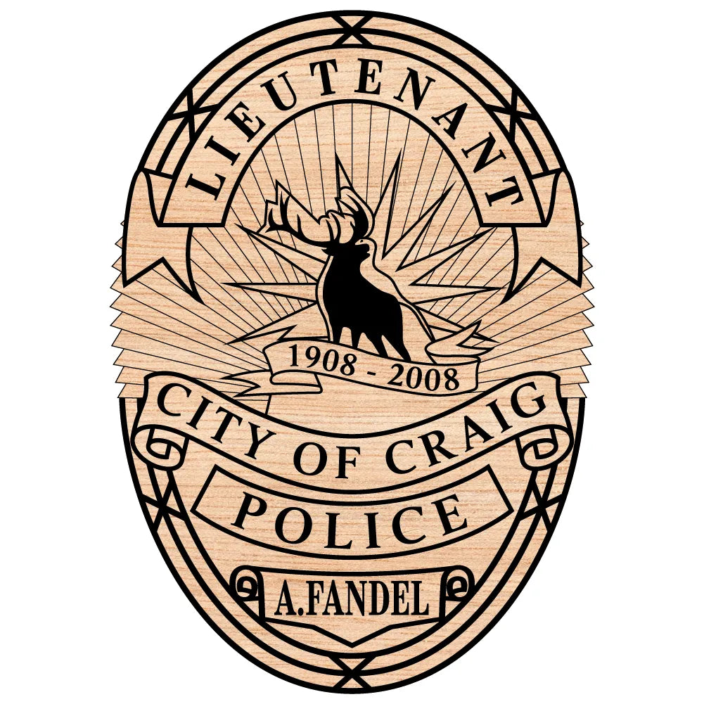 City Of Craig Police Lieutenant Badge SVG

Colorado Law Enforcement Vector

Police Oval Badge Elk Silhouette Emblem

Lieutenant Plaque Engraving File

City Of Craig Police Sign CNC File