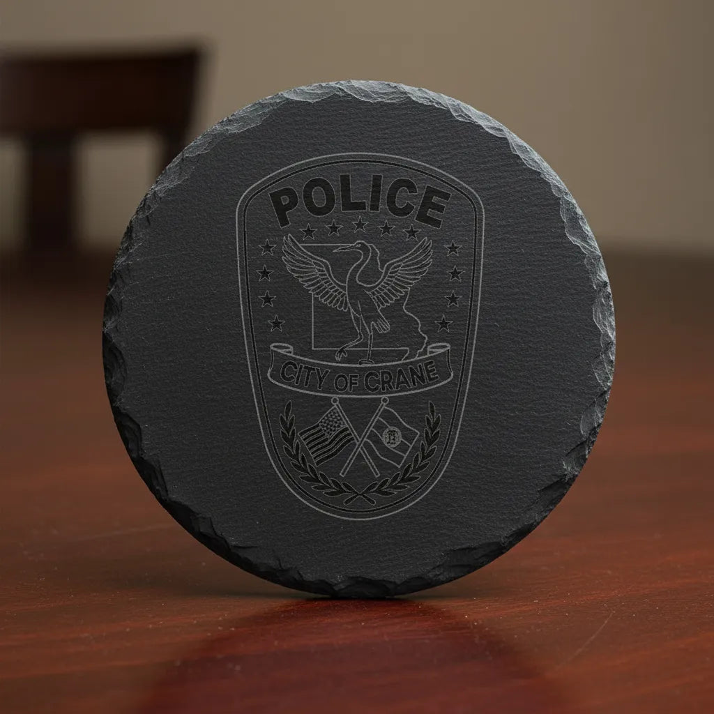 City of Crane Police Patch SVG

Texas Law Enforcement Vector Design

Crane Bird Police Shield Engraving File

City of Crane TX Police Sign CNC File

Crossed Flags Police Patch Vector for Lasers