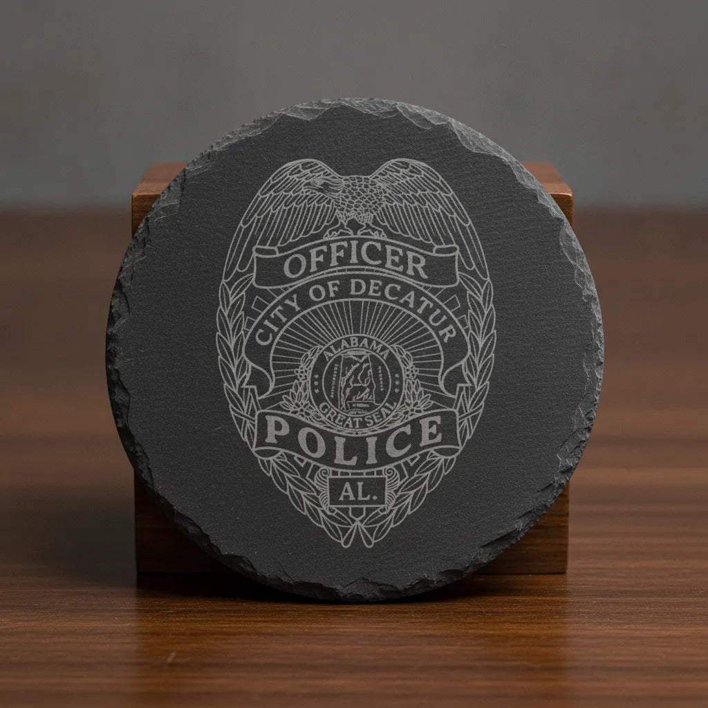 City Of Decatur Police Badge SVG

Alabama Law Enforcement Vector

Police Officer Eagle Shield Emblem

Officer Plaque Engraving File

Decatur Police Sign CNC File