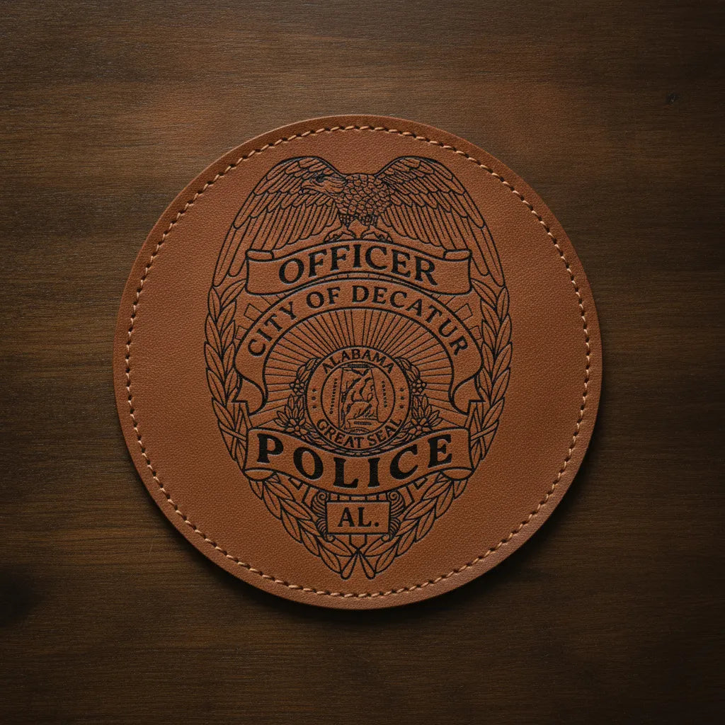 City Of Decatur Police Badge SVG

Alabama Law Enforcement Vector

Police Officer Eagle Shield Emblem

Officer Plaque Engraving File

Decatur Police Sign CNC File