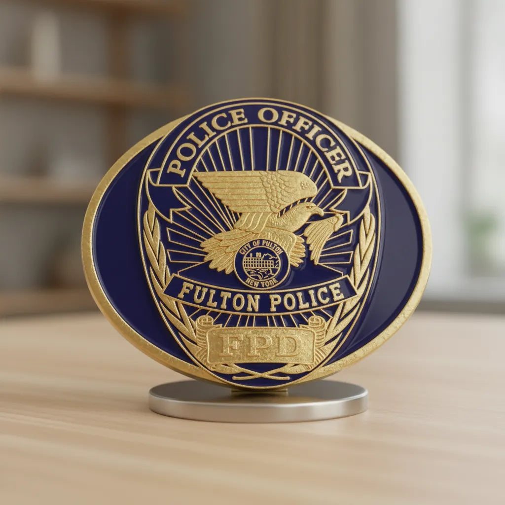City of Fulton Police Officer Badge SVG

New York Law Enforcement Vector Design

Flying Eagle Police Badge Engraving File

Fulton NY Police Sign CNC File

FPD Law Enforcement Badge Vector for Lasers