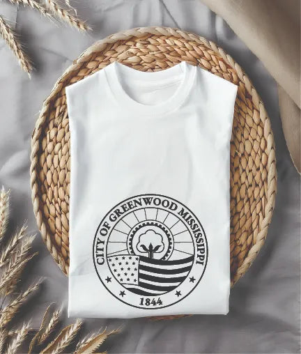 City of Greenwood Seal SVG

Mississippi Municipal Vector

Cotton Boll Gear Flag Emblem

City Plaque Engraving File

Greenwood City Sign CNC File