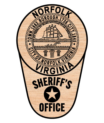 Norfolk Sheriffs Office Patch SVG

Virginia Law Enforcement Vector Design

City of Norfolk Seal Police Emblem

Sheriff Patch Shield Engraving File

Norfolk VA Sheriff CNC Router File