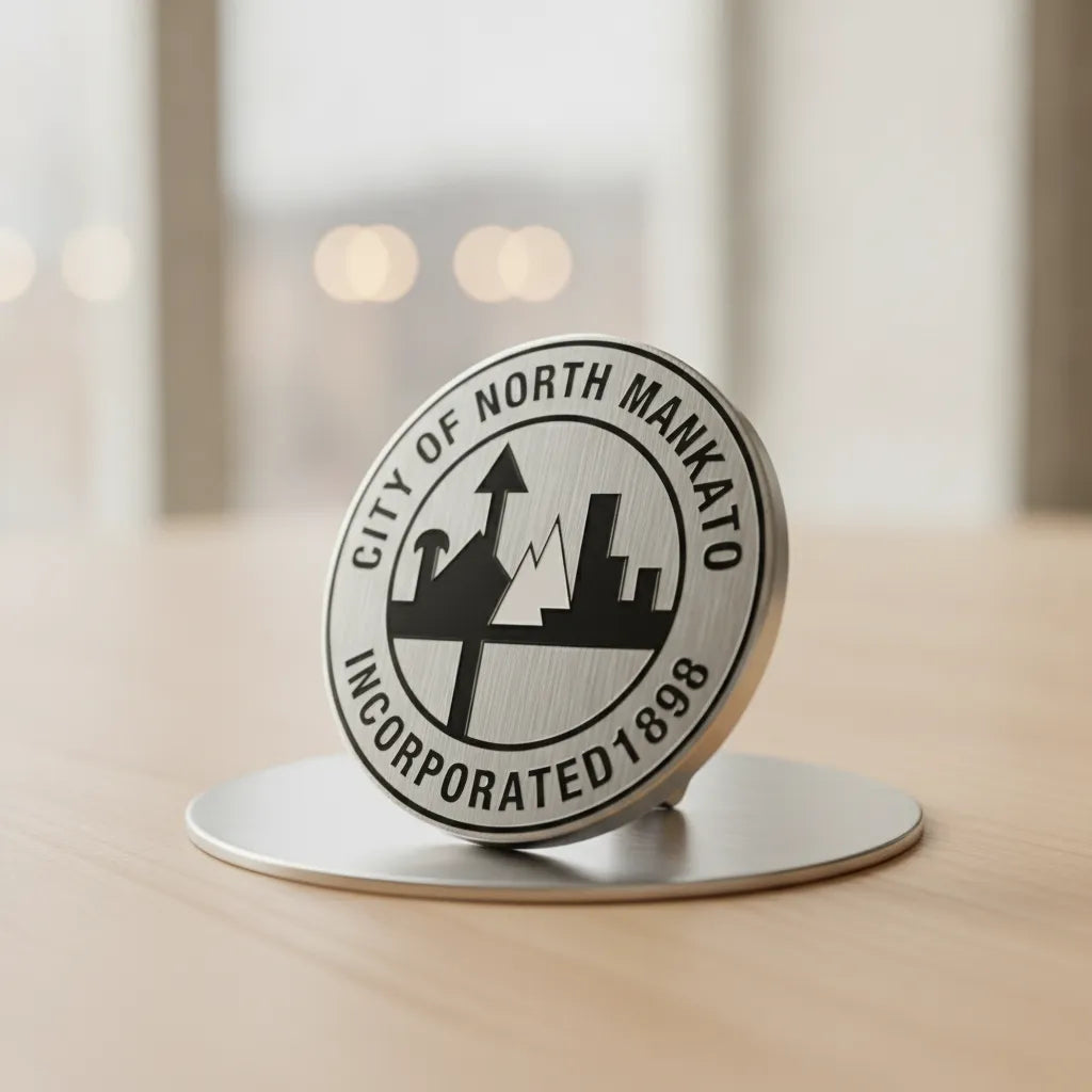 City of North Mankato Logo SVG

Minnesota City Seal Vector

Geometric Skyline Emblem

City Official Plaque Engraving File

North Mankato Sign CNC File