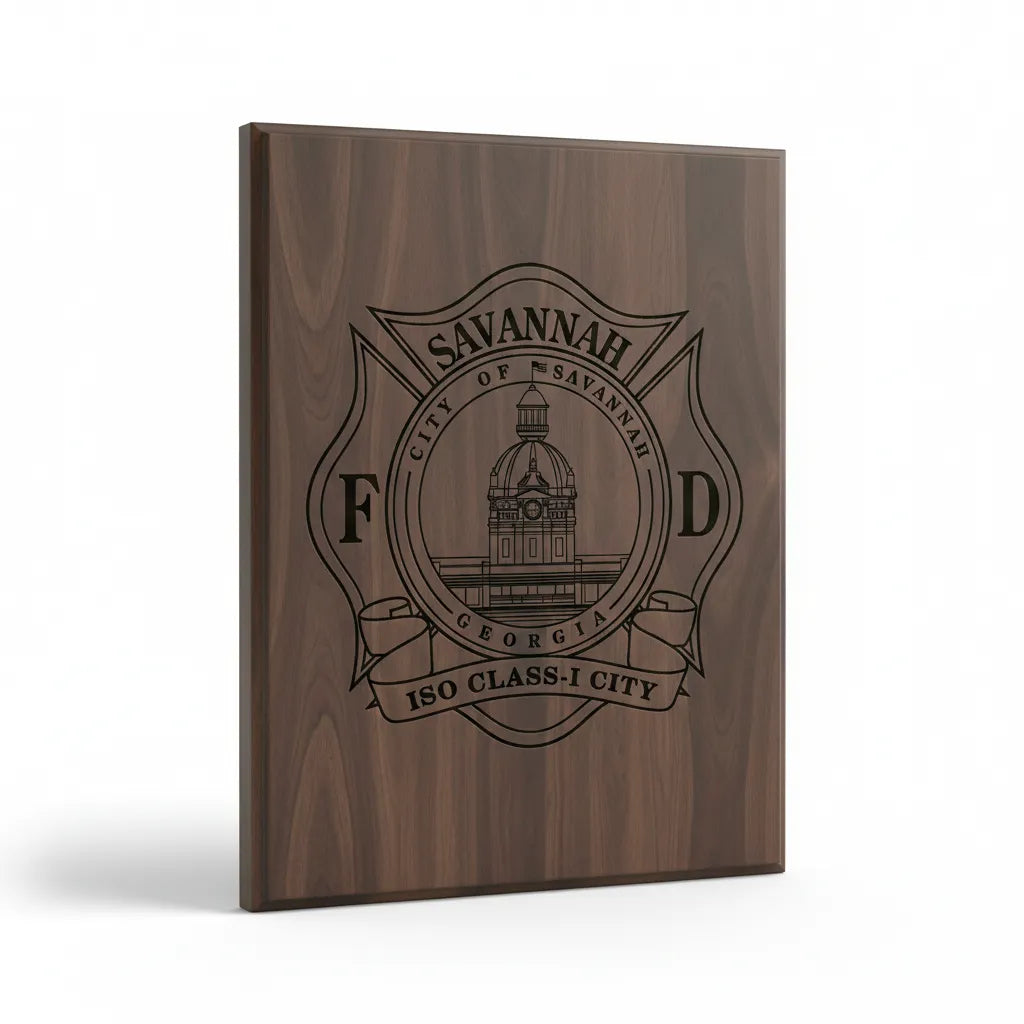 City of Savannah Fire Department Badge SVG

Georgia Fire Rescue Vector Design

Savannah City Hall Fire Shield Engraving File

Savannah GA Fire Sign CNC File

ISO Class 1 Maltese Cross Vector for Lasers