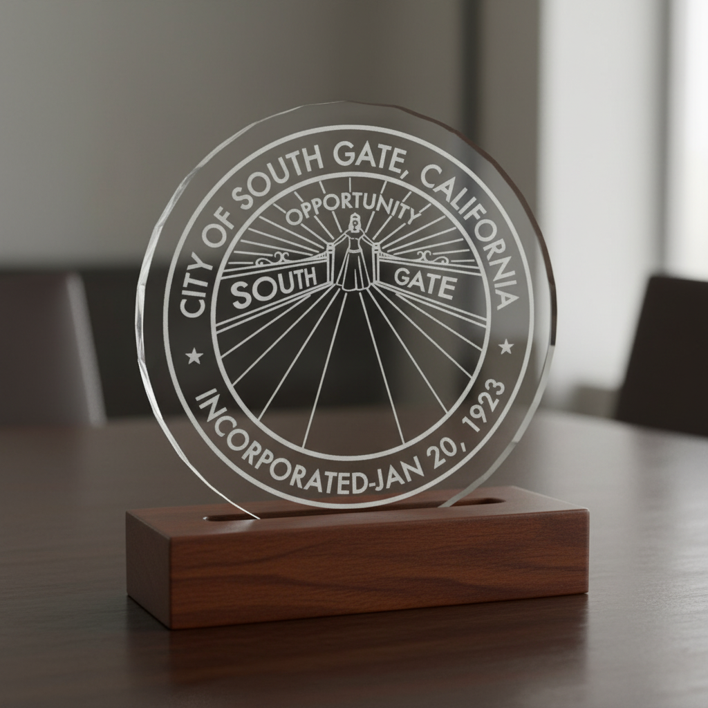 City of South Gate Seal SVG

California Municipal Emblem Vector

South Gate City Logo File

Civic Plaque Engraving Design

South Gate Seal CNC Vector File