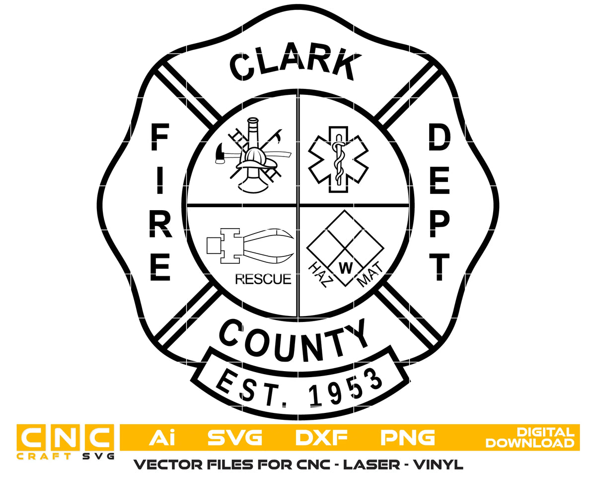 Clark County Fire Department Badge Kentucky SVG Fire Rescue Vector
