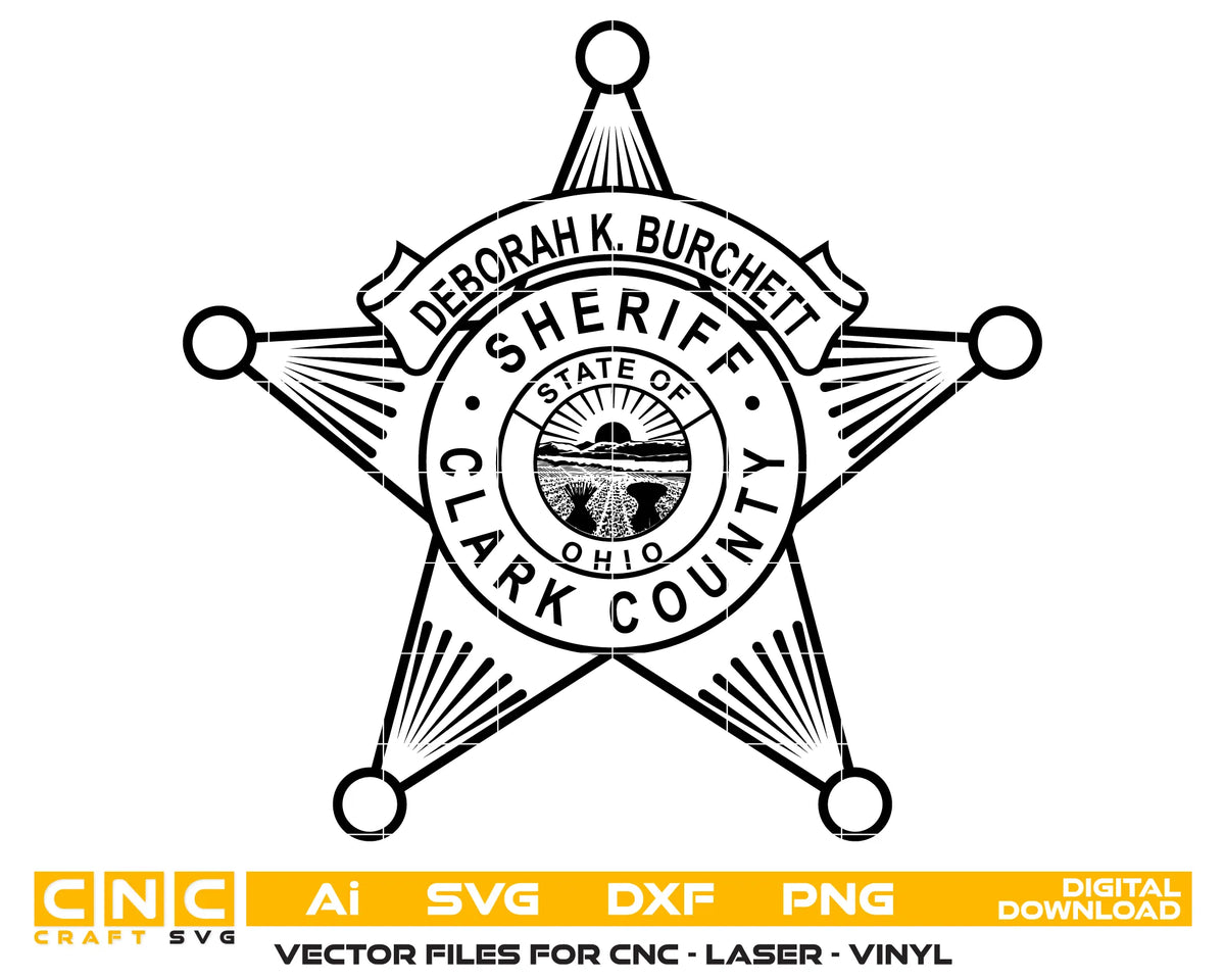 Clark County Sheriff Deborah K. Burchett Badge Ohio SVG Law Enforcement Vector