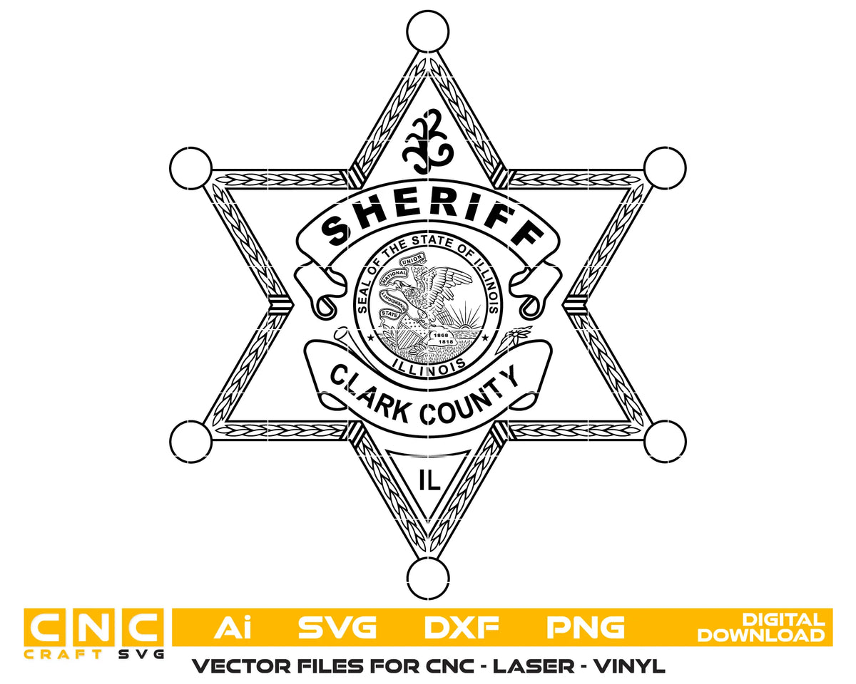 Clark County Sheriff's Office Badge Illinois SVG Law Enforcement Vector