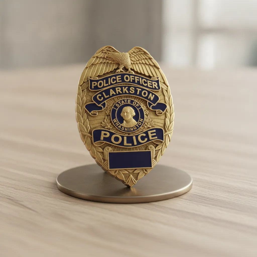 Clarkston Police Badge SVG

Washington Law Enforcement Vector

Police Officer Eagle Shield Emblem

Officer Plaque Engraving File

Clarkston Police Sign CNC File