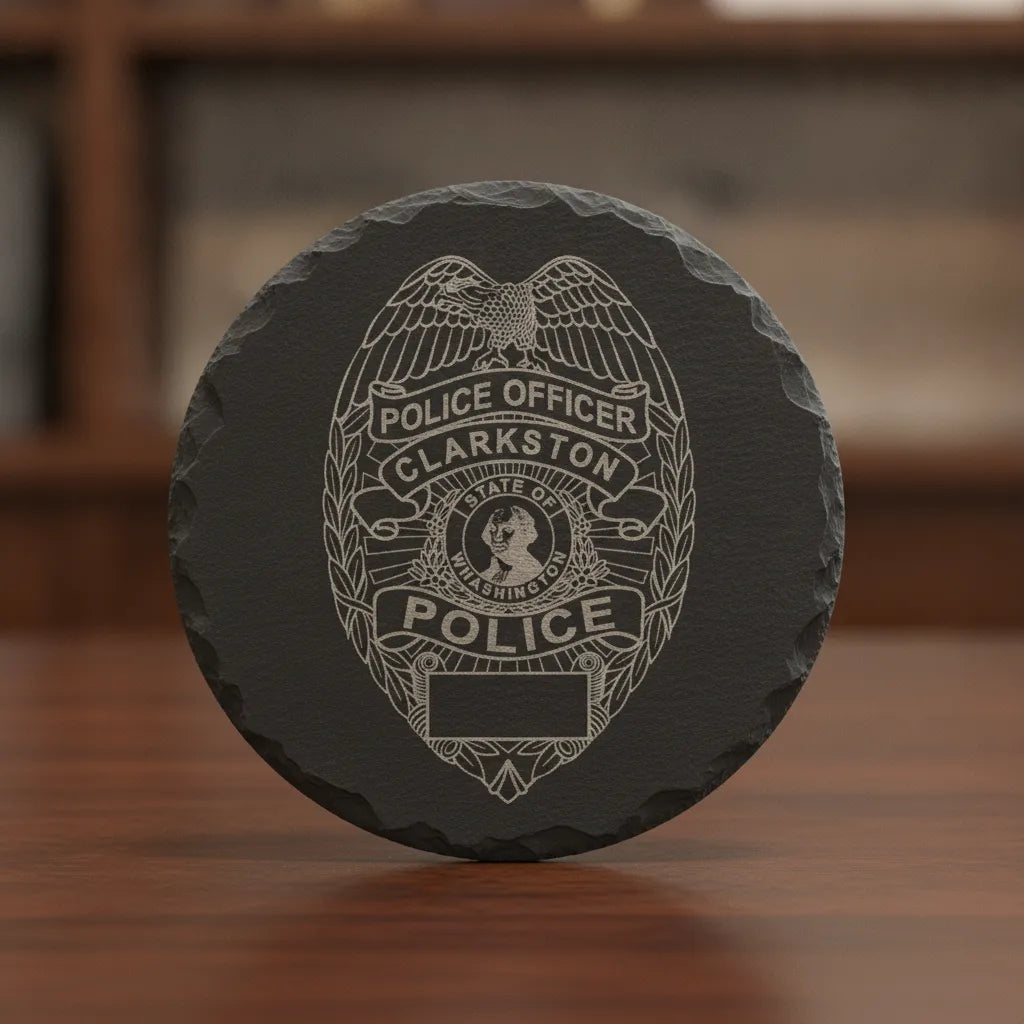 Clarkston Police Badge SVG

Washington Law Enforcement Vector

Police Officer Eagle Shield Emblem

Officer Plaque Engraving File

Clarkston Police Sign CNC File