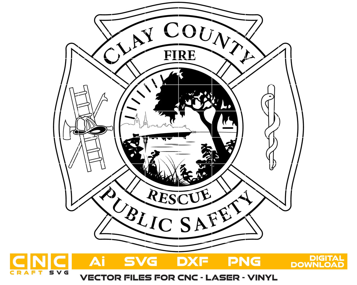 Clay County Fire Rescue Badge Public Safety SVG Fire Rescue Vector
