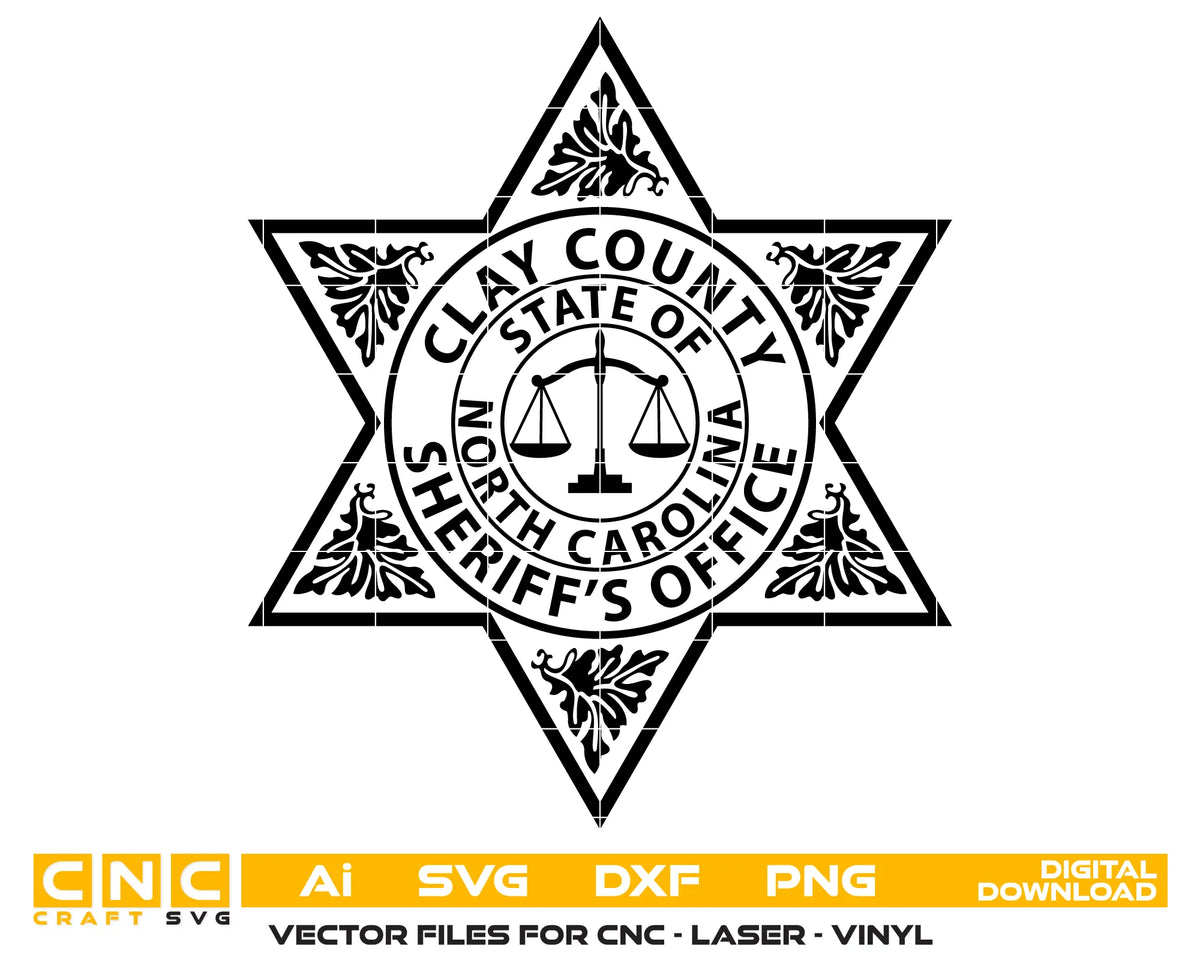 Clay County Sheriff's Office Badge North Carolina SVG Law Enforcement Vector