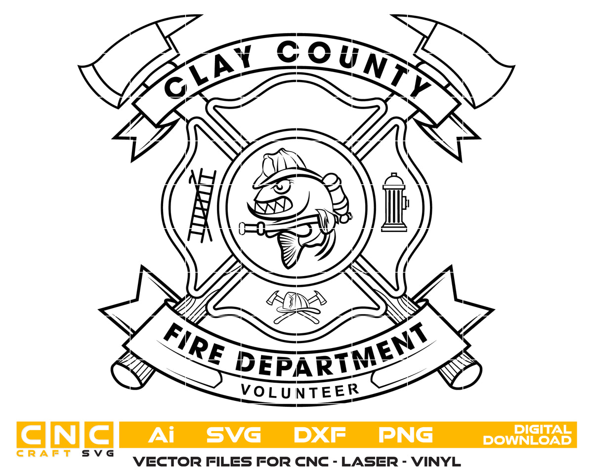 Clay County Volunteer Fire Department Badge SVG Firefighter Vector