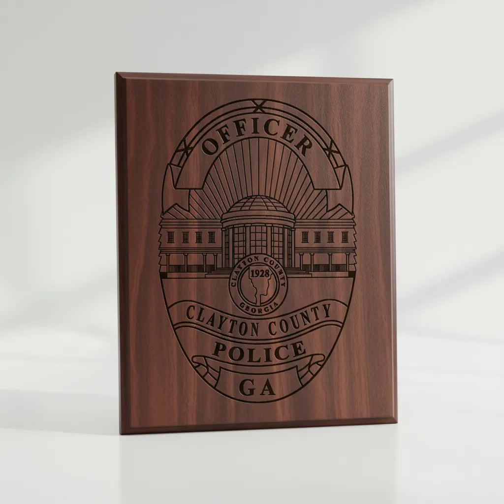 Clayton County Police Officer Badge SVG

Georgia Law Enforcement Vector Design

Domed Building Police Badge Engraving File

Clayton County GA Police Sign CNC File

Police Officer Badge Vector for Lasers