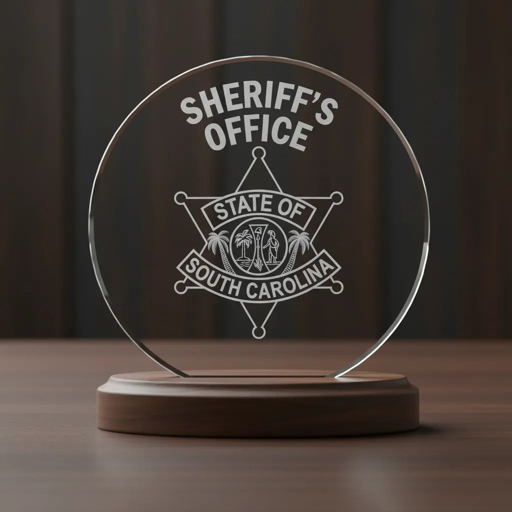 Charleston County Sheriff Patch SVG

South Carolina Law Enforcement Vector Design

Sheriff 6-Point Star Patch Engraving File

Charleston County SC Sign CNC File

SC State Seal Palmetto Tree Vector