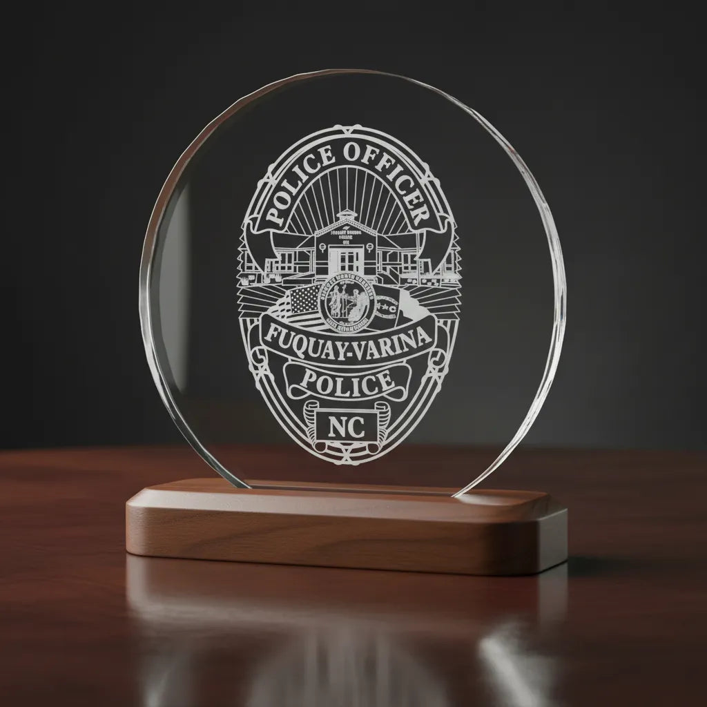 Fuquay-Varina Police Department Badge SVG

North Carolina Law Enforcement Vector Design

Police Badge Seal Engraving File

Fuquay-Varina NC Police Sign CNC File

Law Enforcement Badge Vector for Lasers