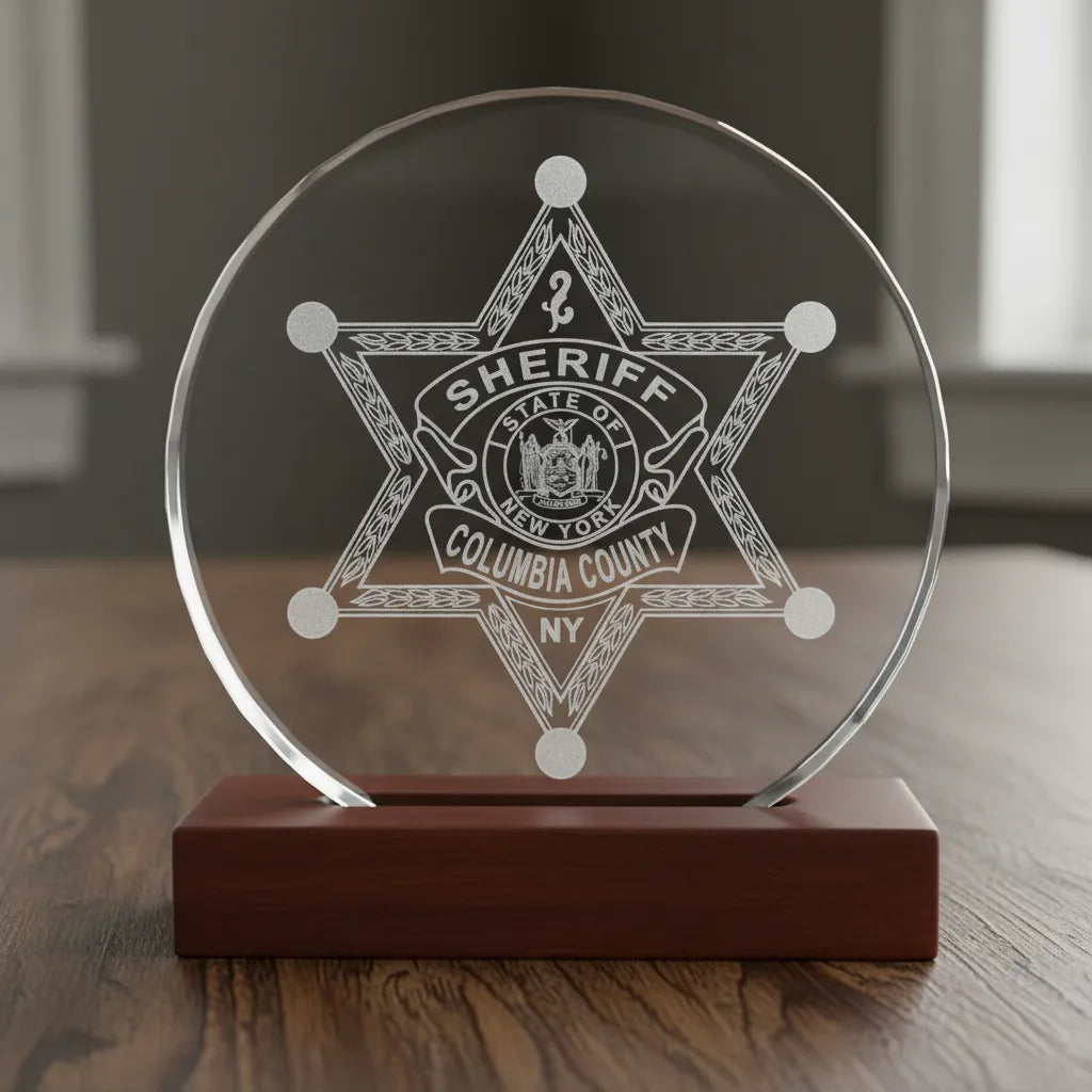 Columbia County Sheriff Badge SVG

New York Law Enforcement Vector Design

6-Point Star Sheriff Badge Engraving File

Columbia County NY Sign CNC File

State of New York Seal Vector for Laser Cutting