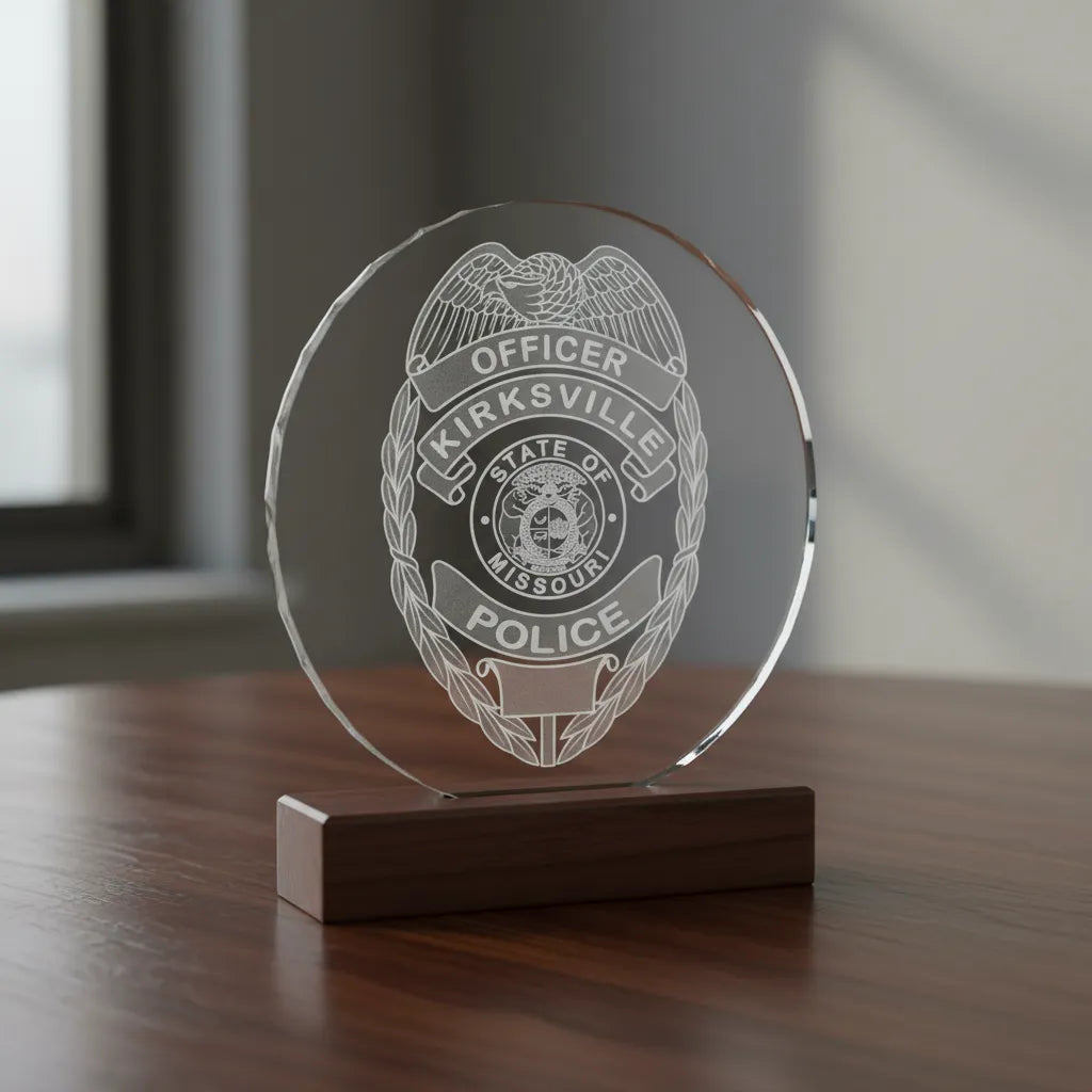 Kirksville Police Officer Badge SVG

Missouri Law Enforcement Vector Design

Eagle Police Badge Engraving File

Kirksville MO Police Sign CNC File

State of Missouri Seal Vector for Laser Cutting