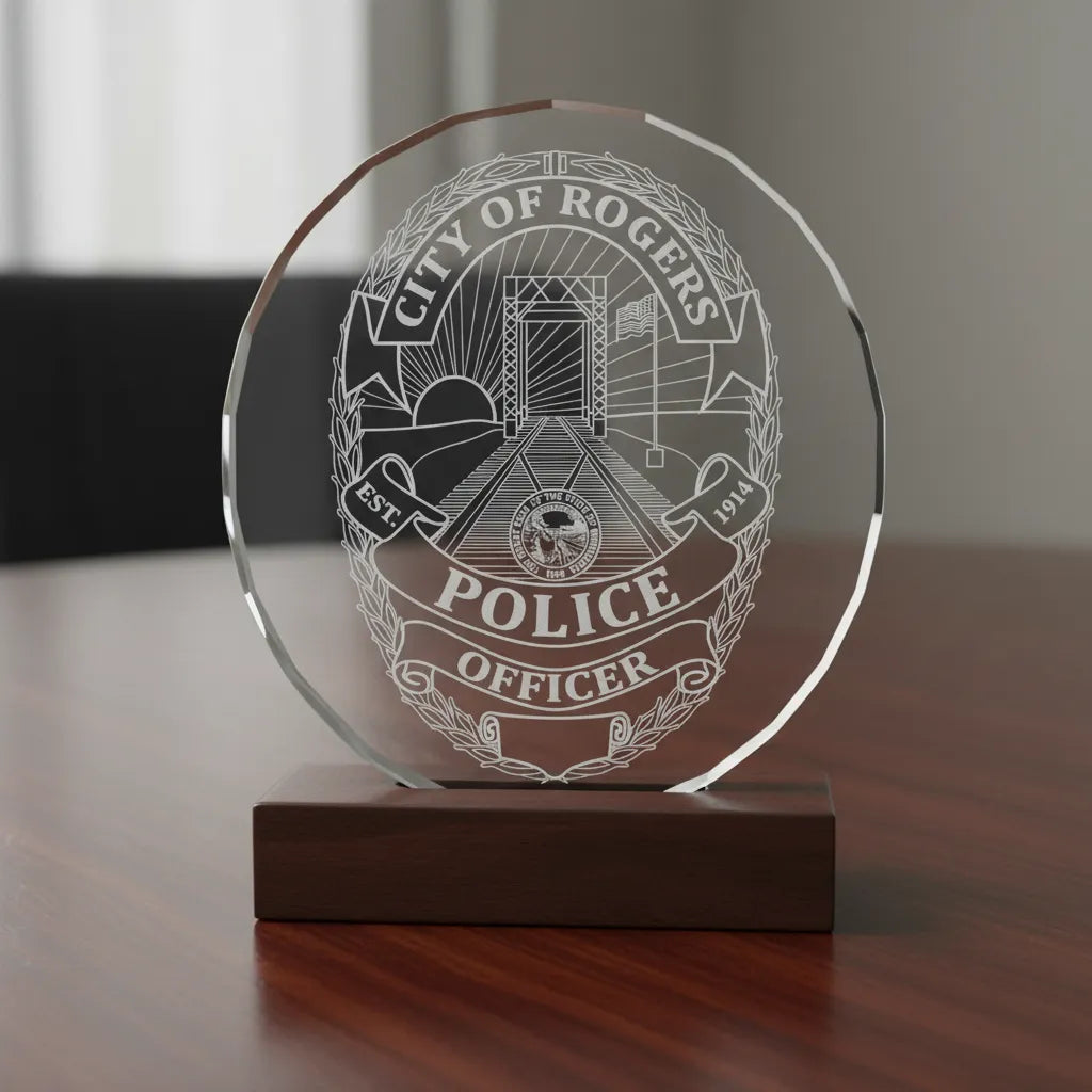 City of Rogers Police Badge SVG

Minnesota Law Enforcement Vector Design

Railway Bridge Police Badge Engraving File

Rogers MN Police Sign CNC File

Customizable Officer Badge Vector for Laser Cutting