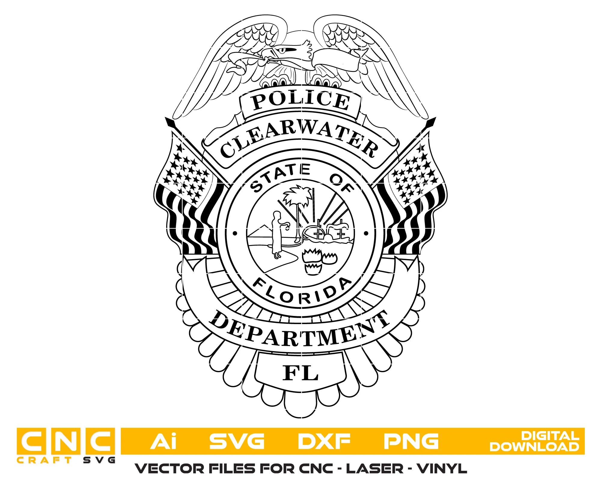 Clearwater Police Department Badge Florida SVG Florida Law Enforcement Vector