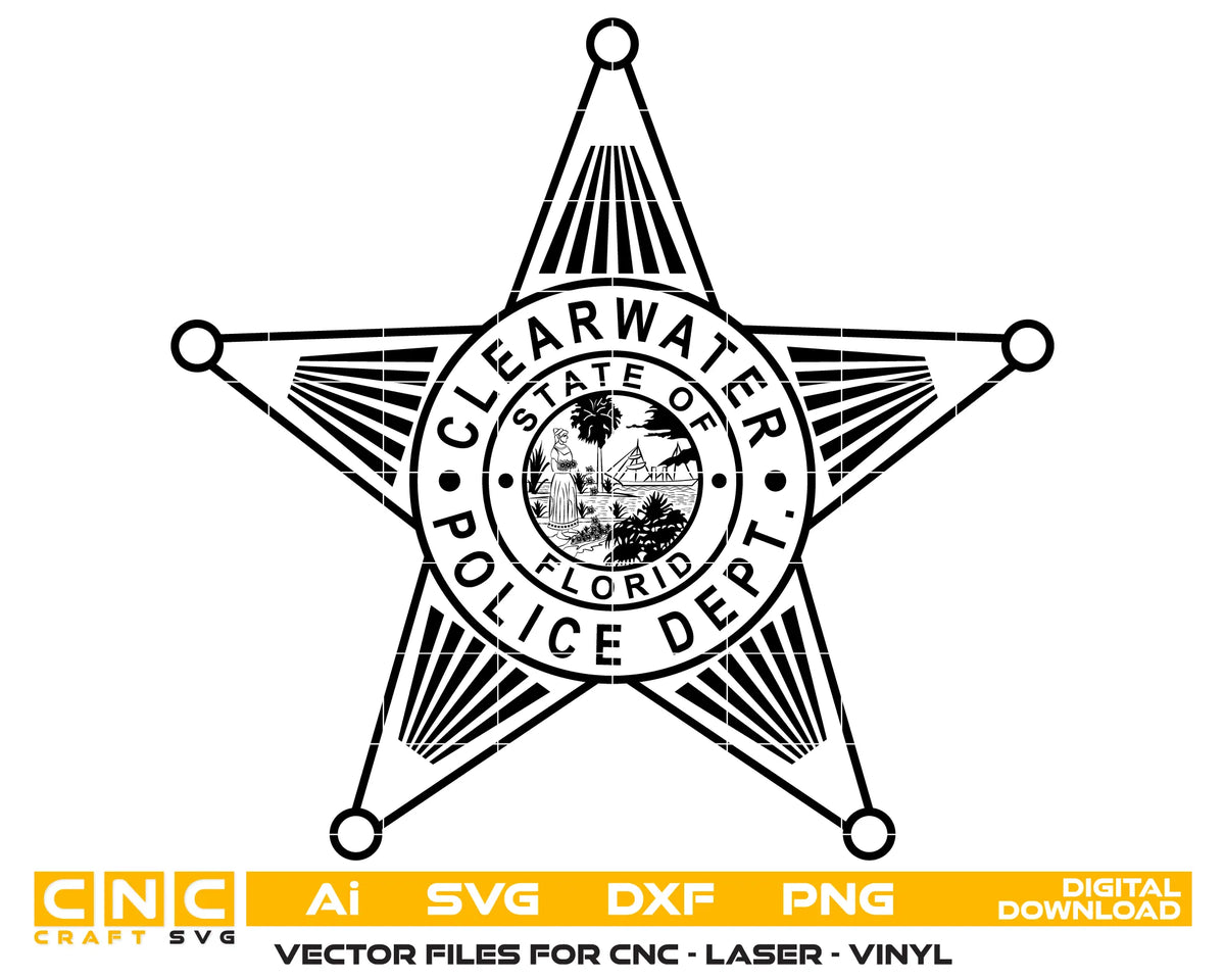 Clearwater Police Dept Badge Florida SVG Law Enforcement Vecto