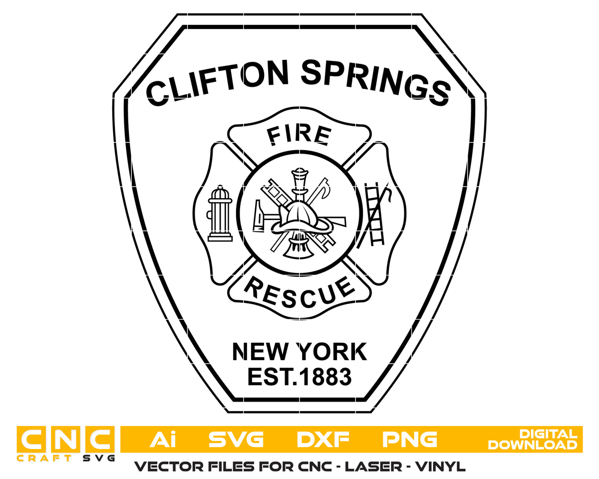 Clifton Springs Fire Rescue Patch SVG New York Firefighter Vector