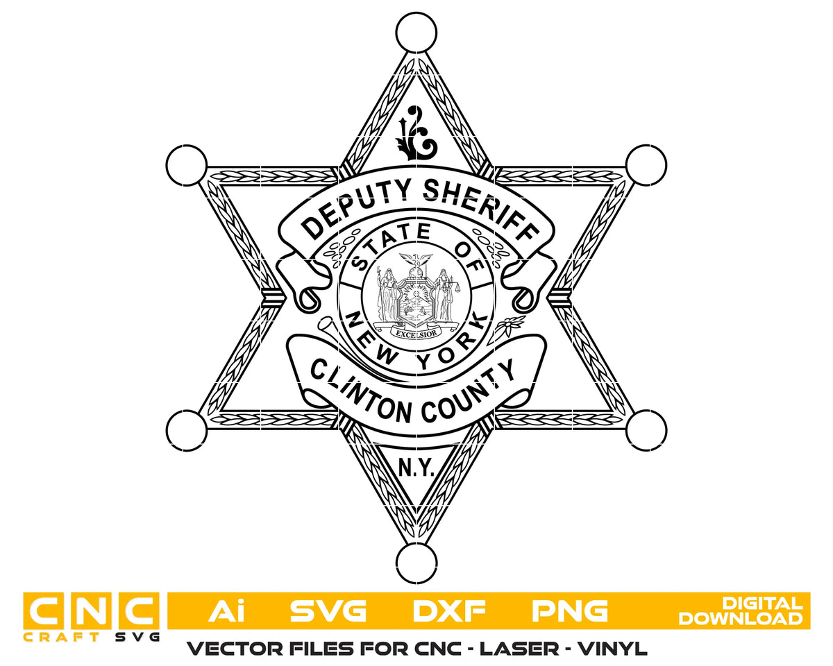 Clinton County Deputy Sheriff Badge New York SVG Law Enforcement Vector