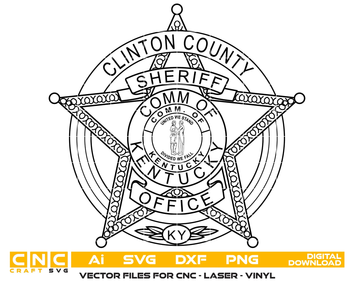 Clinton County Sheriff Office Badge Kentucky SVG Law Enforcement Vector