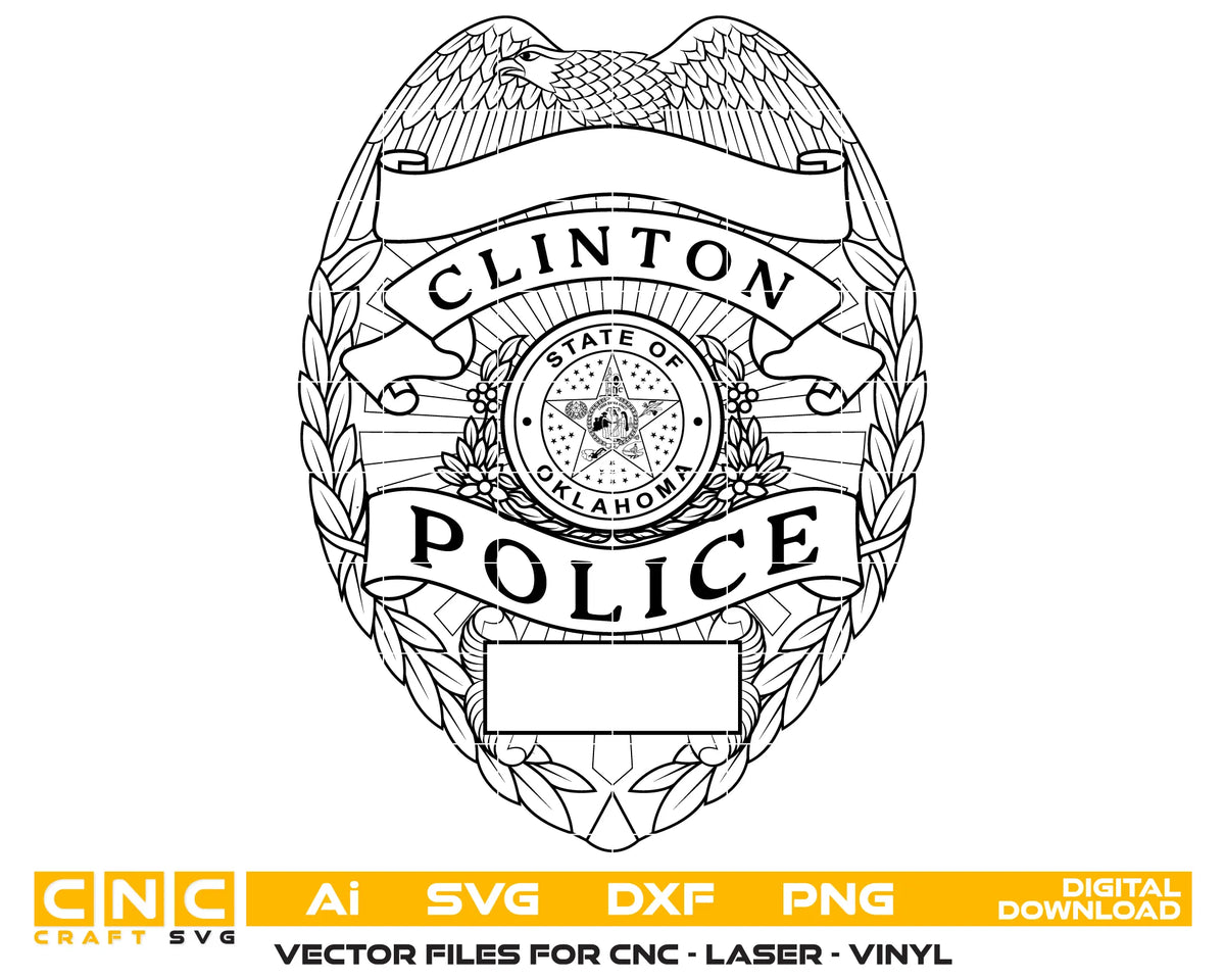 Clinton Police Department Badge Oklahoma SVG Law Enforcement Vector