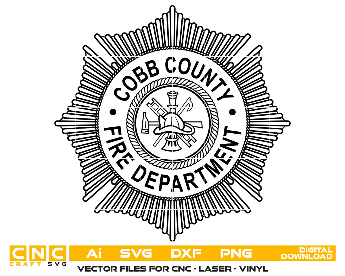Cobb County Fire Department Badge SVG Fire Rescue Vector