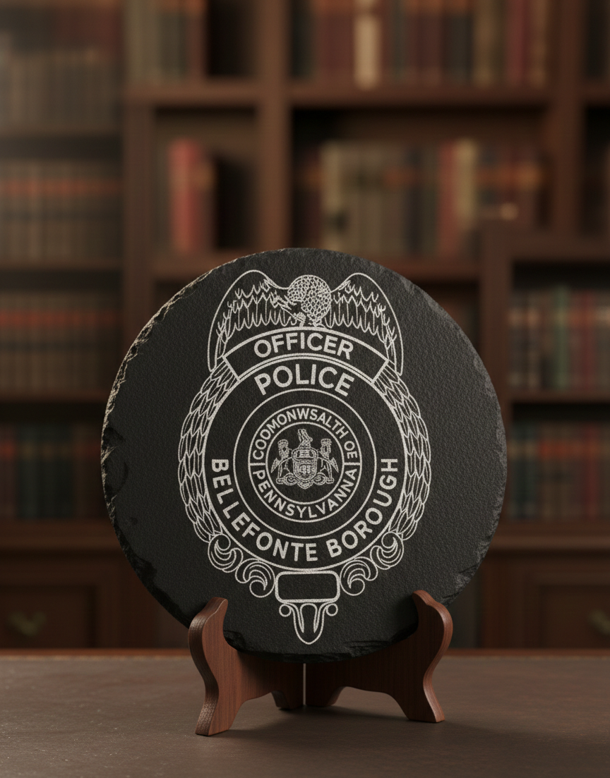 Bellefonte Borough Police Badge SVG

Pennsylvania Law Enforcement Vector Design

Commonwealth of Pennsylvania Coat of Arms Emblem

Police Officer Shield Engraving File

Eagle Top Police Badge CNC File