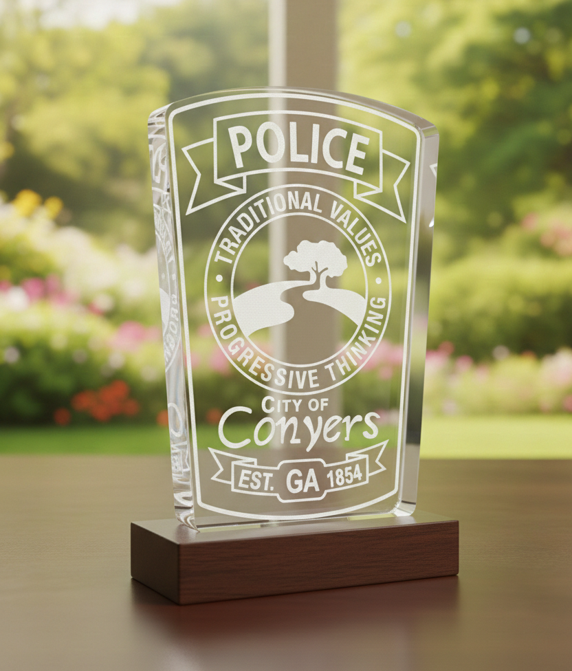City of Conyers Police Patch SVG

Georgia Law Enforcement Vector Design

Traditional Values Police Emblem

Conyers GA Police Shield Engraving File

Police Patch Sign CNC Router File