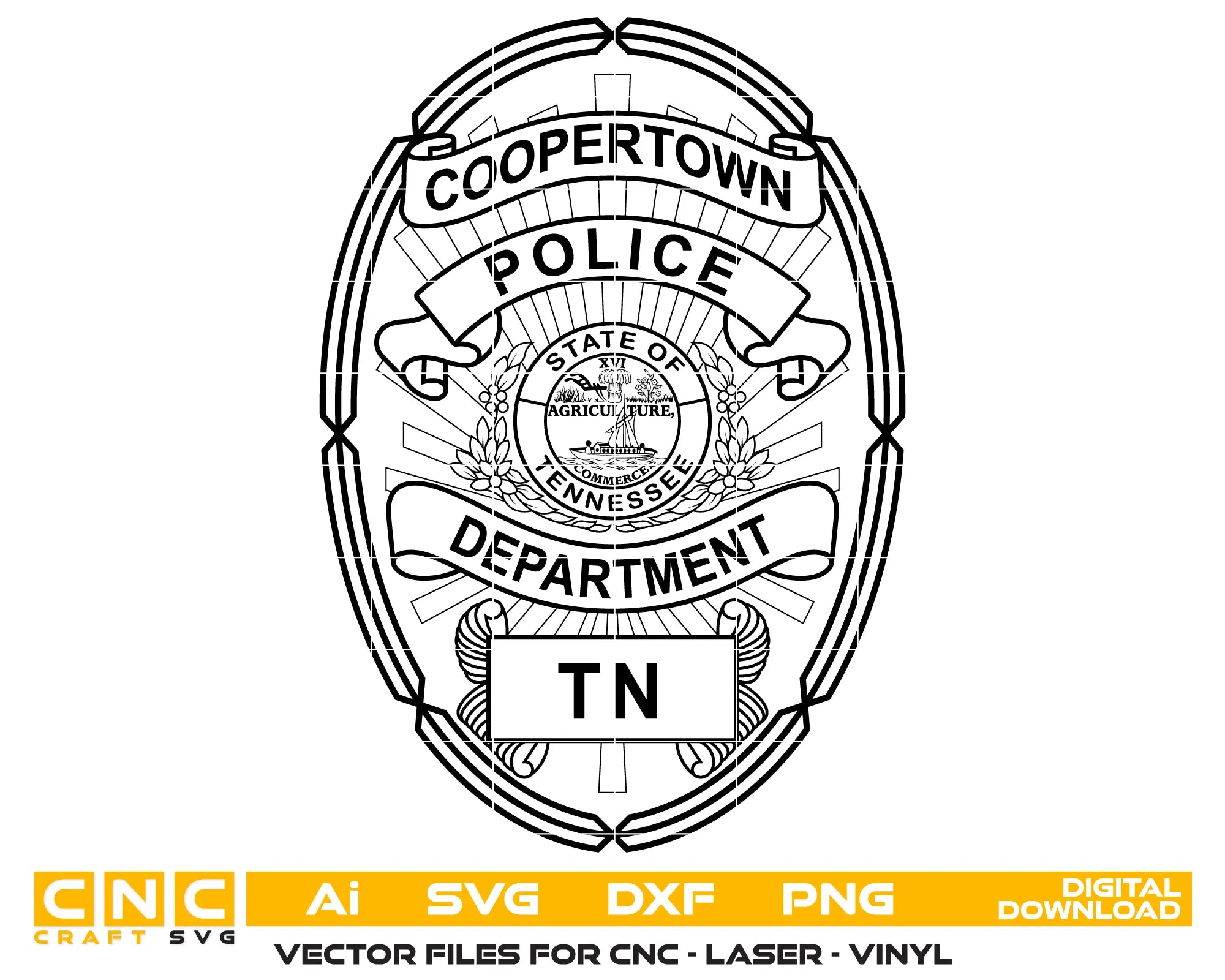 Coopertown Police Department Badge SVG Tennessee Law Enforcement Vector