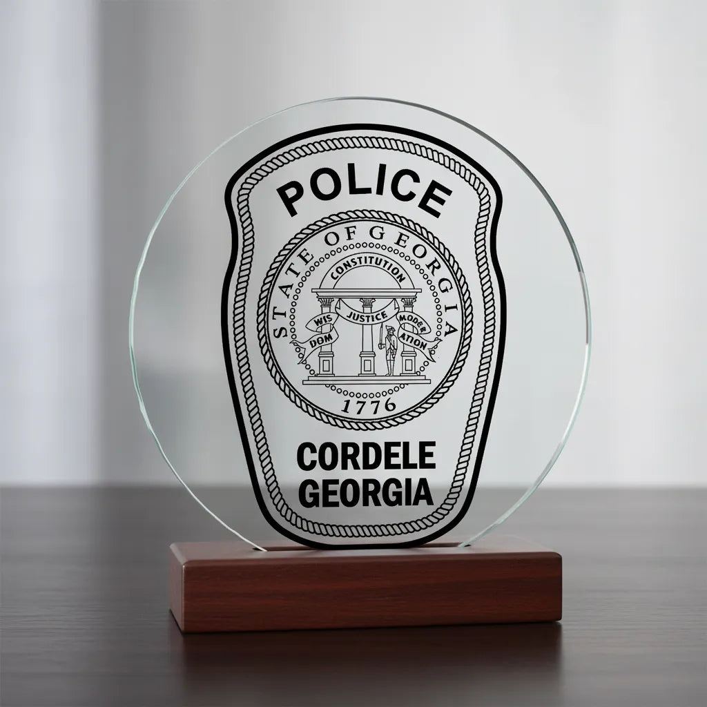 Cordele Police Department Patch SVG

Georgia Law Enforcement Vector Design

State of Georgia Seal Engraving File

Cordele GA Police Sign CNC File

Rope Border Police Patch Vector for Lasers