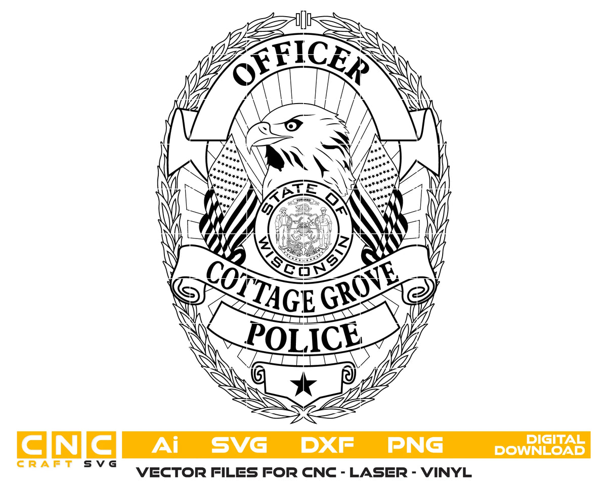 Cottage Grove Police Officer Badge SVG Wisconsin Law Enforcement Vector