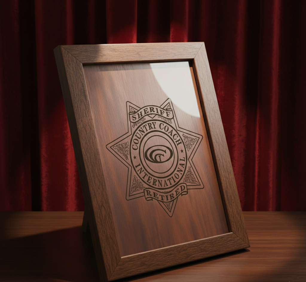 Country Coach International Sheriff Badge SVG

Retired Sheriff RV Club Vector Design

Motorhome Club Law Enforcement Emblem

Custom Badge for RV Owners

Country Coach Badge CNC File