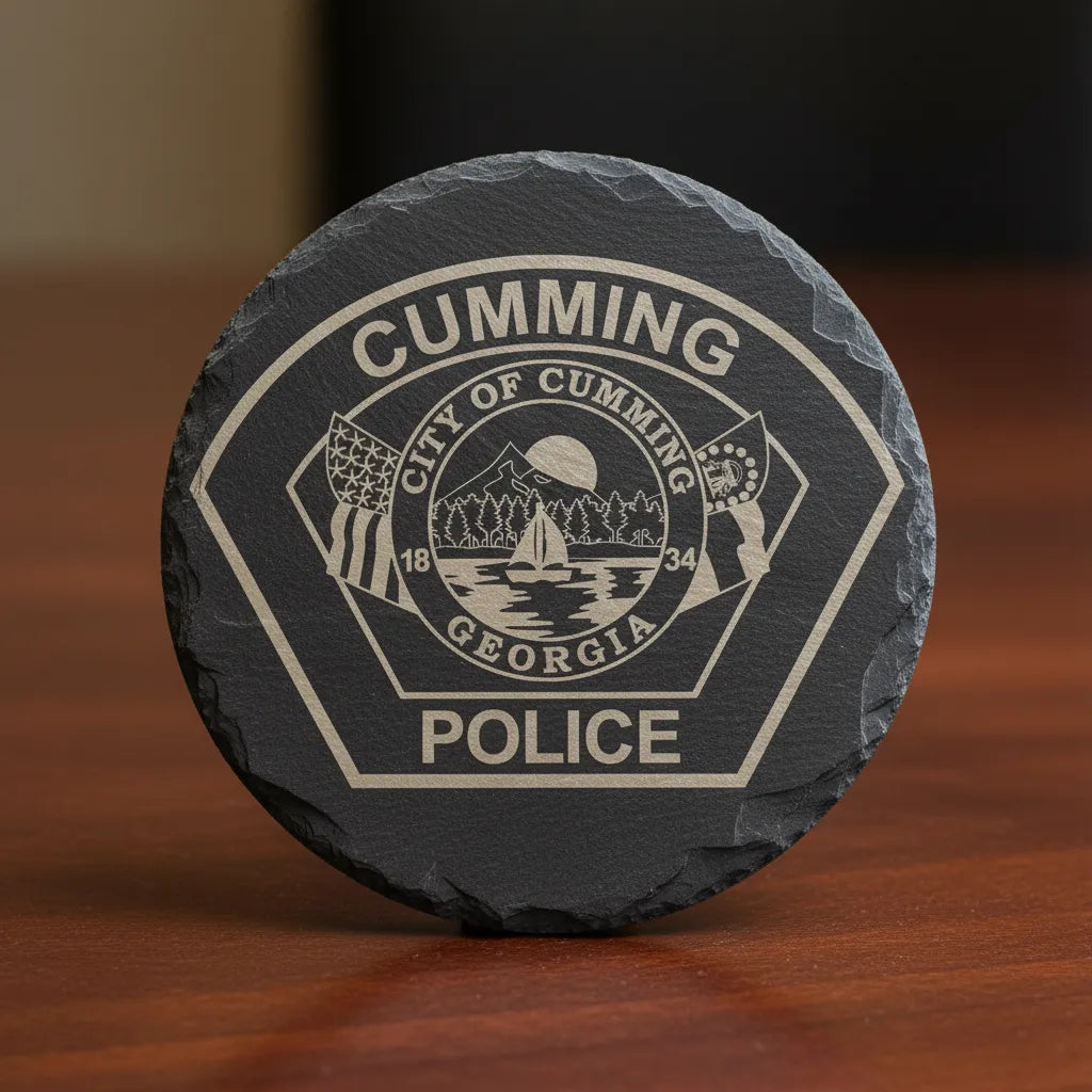 Cumming Police Department Patch SVG

Georgia Law Enforcement Vector Design

City of Cumming Seal Engraving File

Cumming GA Police Sign CNC File

Hexagonal Police Patch Vector for Lasers