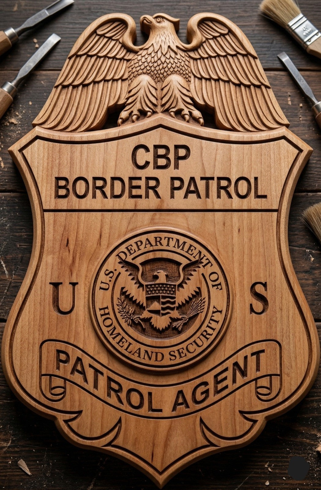 CBP Border Patrol Agent Badge SVG for CNC

Border Patrol Patrol Agent Shield Vector Design

U.S. Customs and Border Protection Emblem for Laser