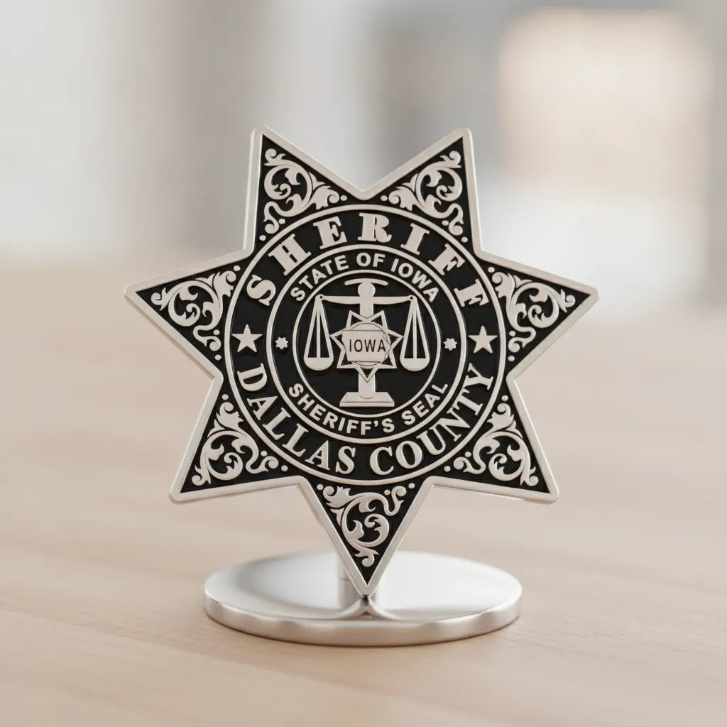 Dallas County Sheriff Badge SVG

Iowa Law Enforcement Vector

6-Point Star Scales of Justice Emblem

Deputy Plaque Engraving File

Dallas County Sheriff Sign CNC File
