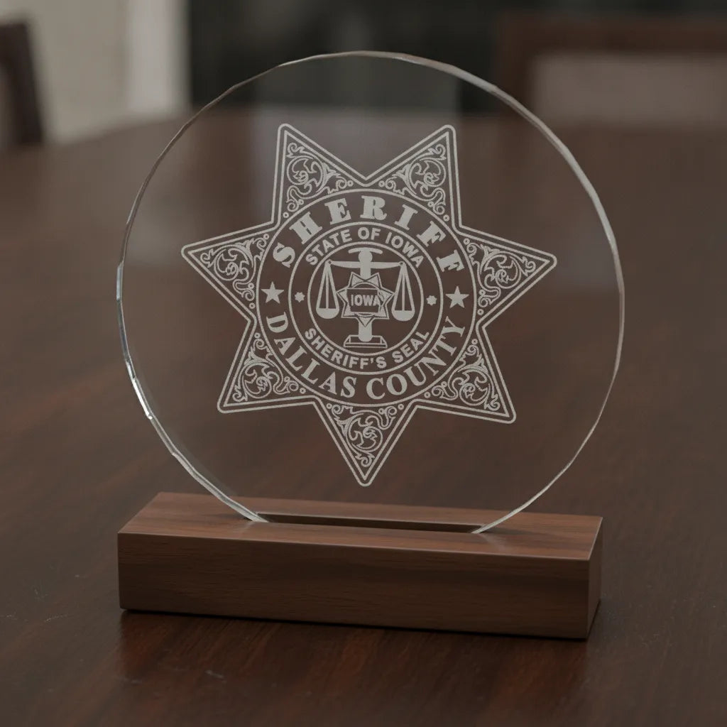 Dallas County Sheriff Badge SVG

Iowa Law Enforcement Vector

6-Point Star Scales of Justice Emblem

Deputy Plaque Engraving File

Dallas County Sheriff Sign CNC File