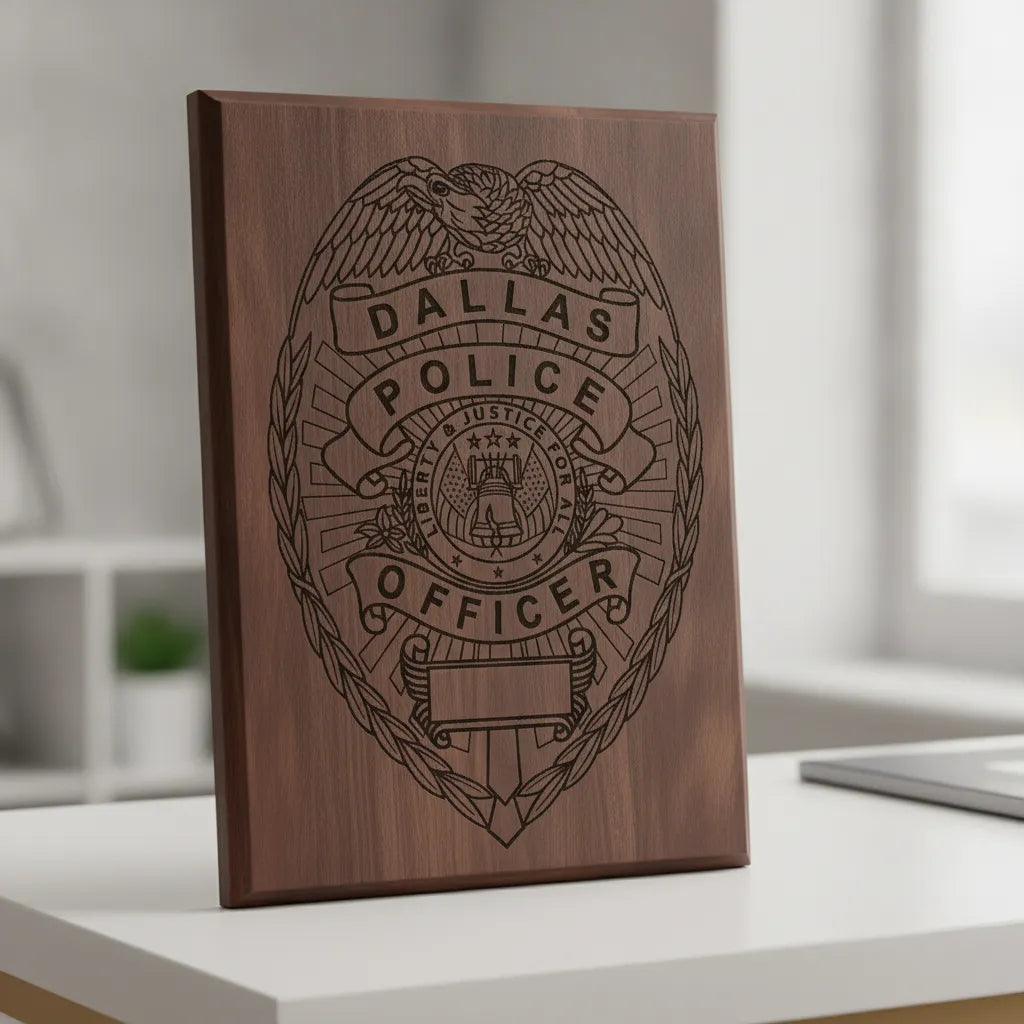 Dallas Police Officer Badge SVG

Liberty Bell Law Enforcement Vector

Police Eagle Shield Emblem

Officer Plaque Engraving File

Dallas Police Sign CNC File