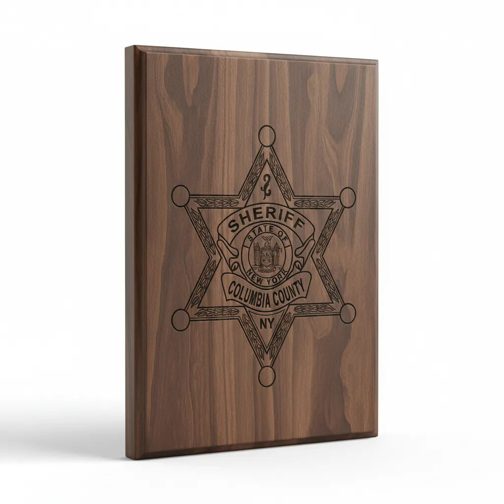 Columbia County Sheriff Badge SVG

New York Law Enforcement Vector Design

6-Point Star Sheriff Badge Engraving File

Columbia County NY Sign CNC File

State of New York Seal Vector for Laser Cutting
