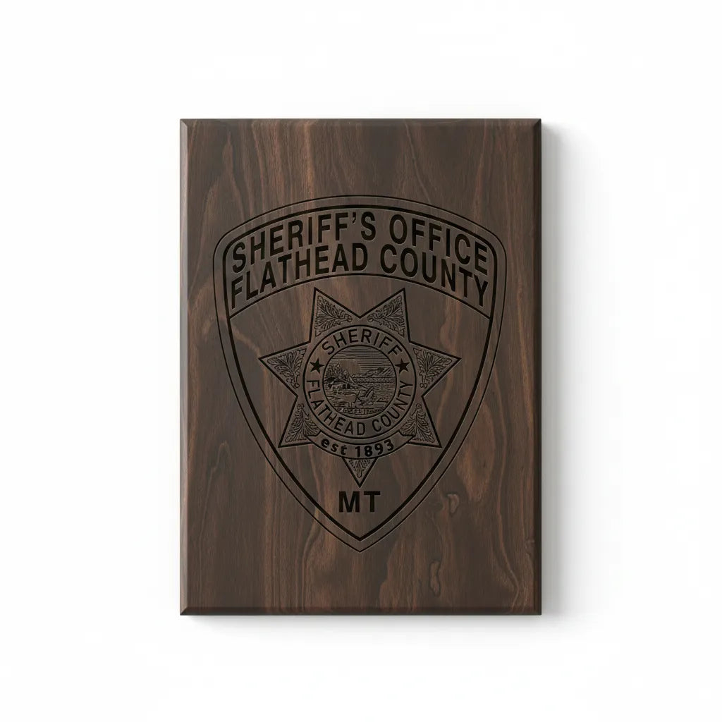 Flathead County Sheriff Patch SVG

Montana Law Enforcement Vector Design

6-Point Star Shield Engraving File

Flathead County MT Sheriff Sign CNC File

Oro y Plata Mountain Seal Vector for Laser Cutting