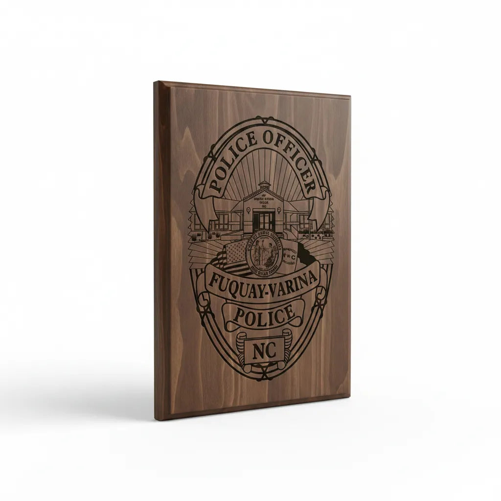 Fuquay-Varina Police Department Badge SVG

North Carolina Law Enforcement Vector Design

Police Badge Seal Engraving File

Fuquay-Varina NC Police Sign CNC File

Law Enforcement Badge Vector for Lasers